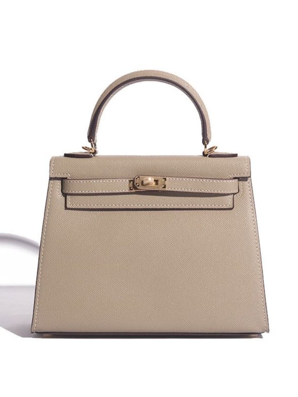 The Kinsley 25 - Taupe - Structured Top Handle Handbag